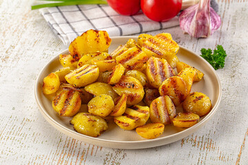 Grilled small baby young potato