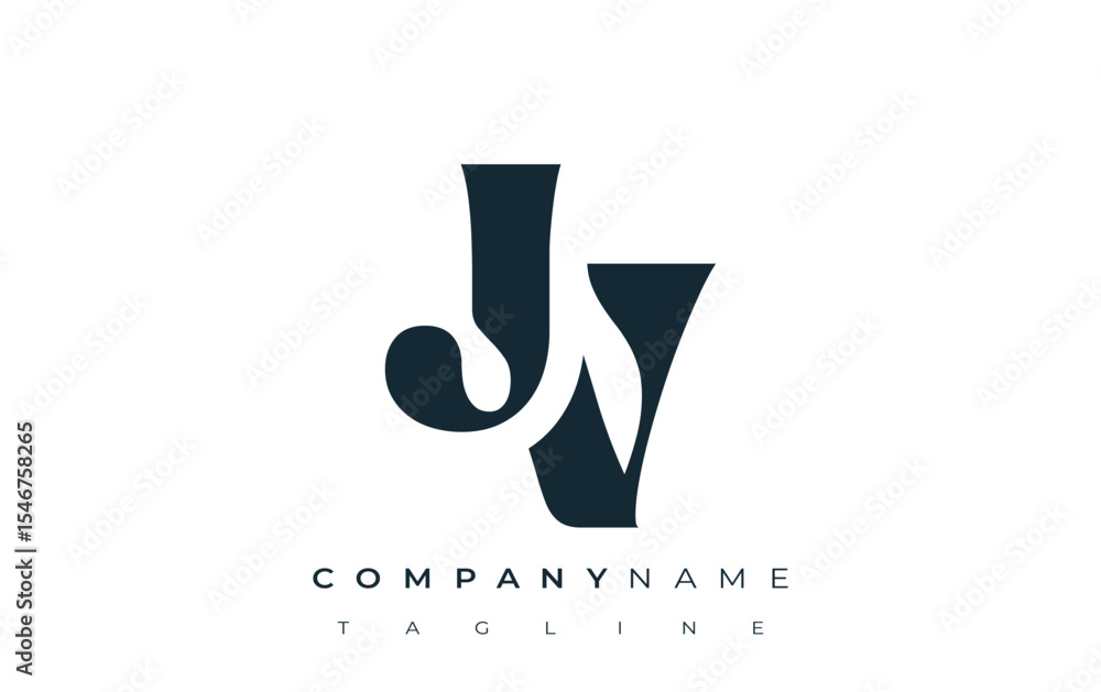 Fototapete jv creative abstract typography logo design. elegant logo combining bold typography and creative sha