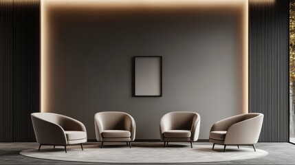 Modern Beige Armchairs in Minimalist Interior, Interior Design, Lounge Chairs