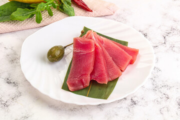 Fresh raw tuna sashimi slices