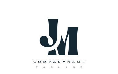 JM Creative Abstract Typography Logo Design. Elegant logo combining bold typography and creative shapes, ideal for branding and identity solutions.