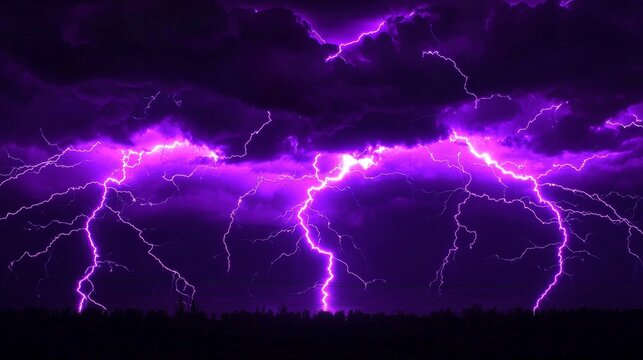 Purple Lightning Storm Night Sky Electricity, Weather Photography Lightning, Storm - Powered by Adobe