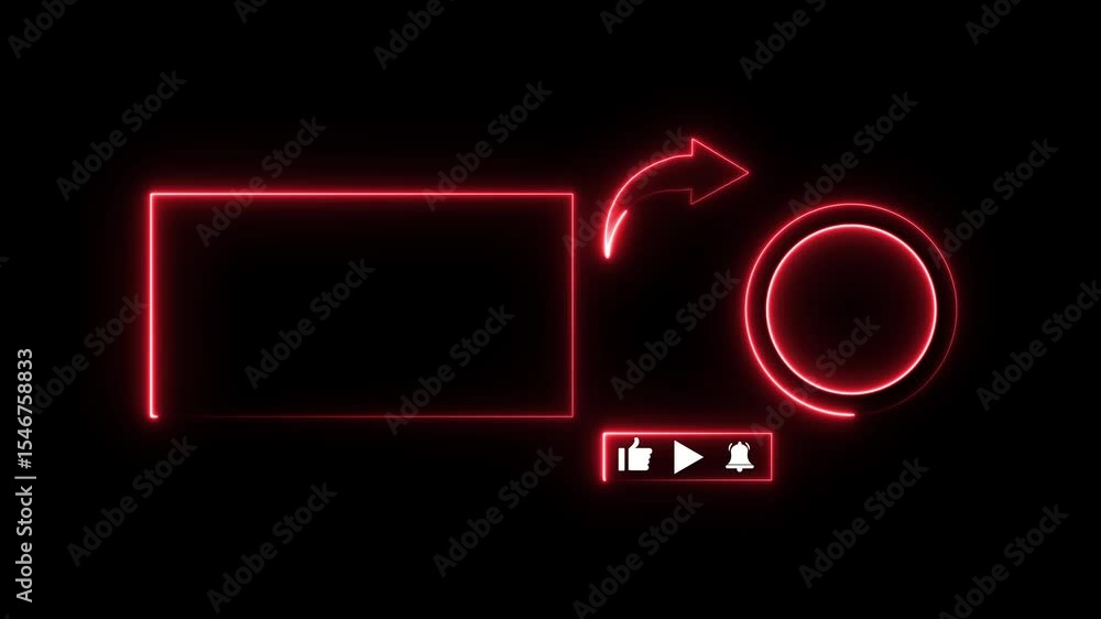 Poster subscribe button and outro for gaming and video channels youtube end screen animation. neon glowing 