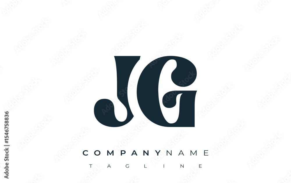 Fototapete jg creative abstract typography logo design. elegant logo combining bold typography and creative sha