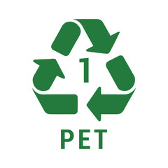 Green Recycling Symbol for PET Plastic Number One