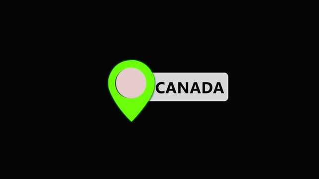 Canada map label with location pin symbol