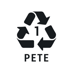 Recyclable Plastic PET Number One Recycling Symbol