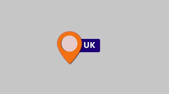 Location marker with Uk text flat design