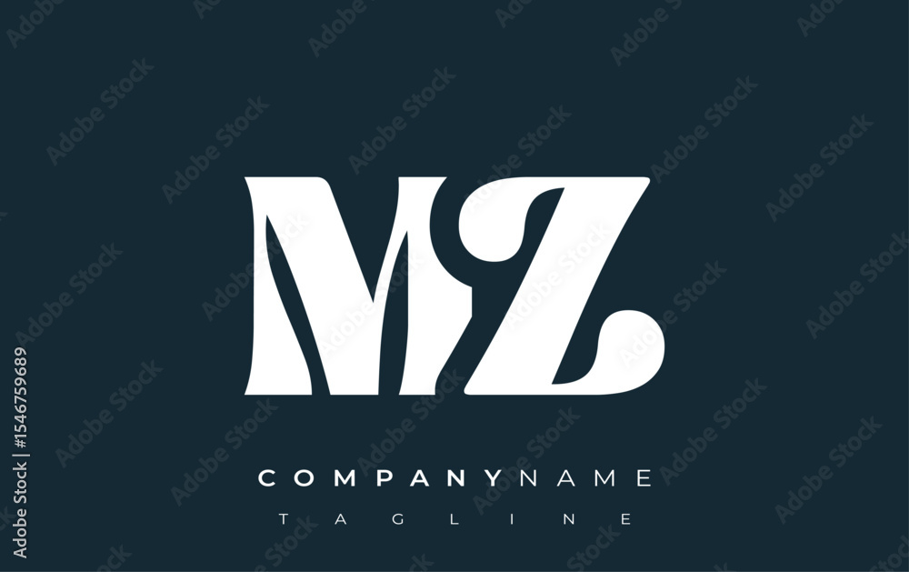 Fototapete mz creative abstract typography logo design. elegant logo combining bold typography and creative sha
