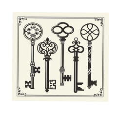 collection of black outline of various antiq icon on white backround