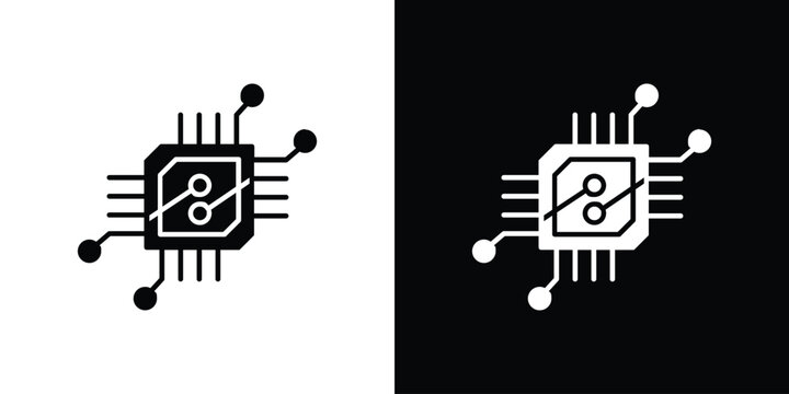 Computer microprocessor icon of a flat style vector