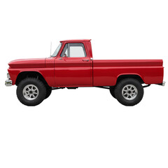 Old Vintage Pickup Red Truck isolated on transparent background, PNG 