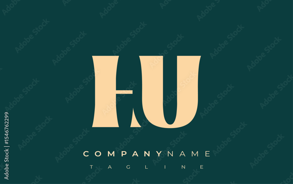 Fototapete hu creative abstract typography logo design. elegant logo combining bold typography and creative sha