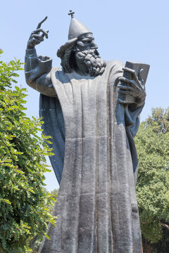 Historic Bell Tower and Statue of Grgur Ninski on a Sunny Day, Split, Croatia