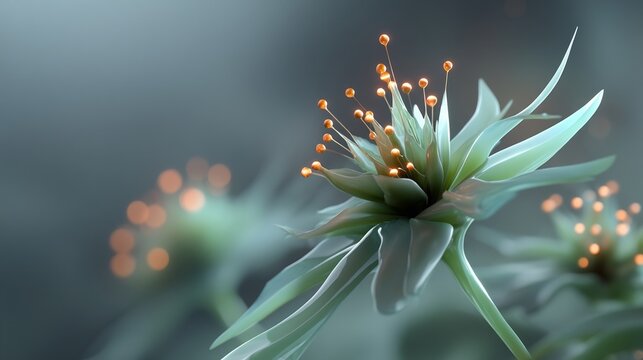 Ethereal botanical elegance, dreamy flora with luminous accents in soft hues, serene nature