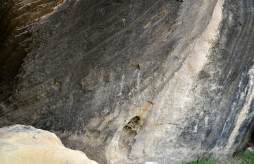 A view from Qobustan National Park in Qobustan, Azerbaijan. Rock paintings dating back thousands of...