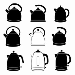 Variety of black and white kettle designs