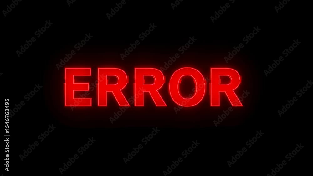 Poster red error text vibrating and glowing on a black background, representing a system malfunction or dig