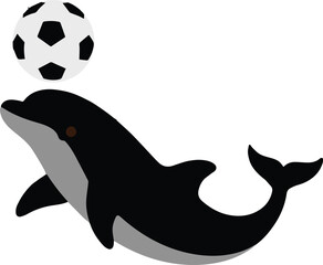 Playful dolphin playing football fun vector illustration