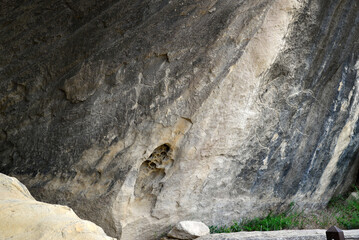 A view from Qobustan National Park in Qobustan, Azerbaijan. Rock paintings dating back thousands of...