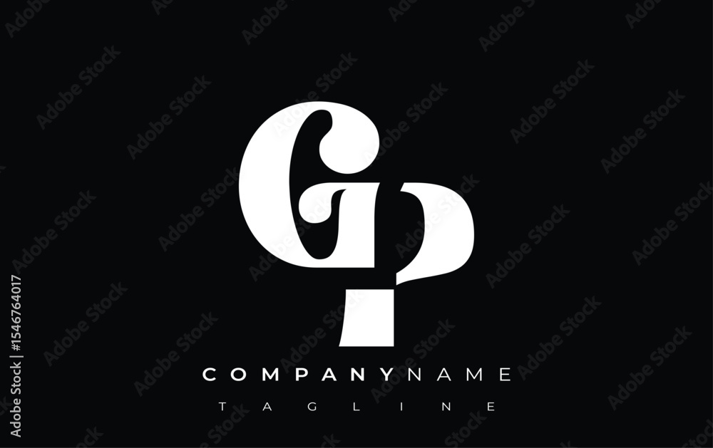 Fototapete gp creative abstract typography logo design. elegant logo combining bold typography and creative sha