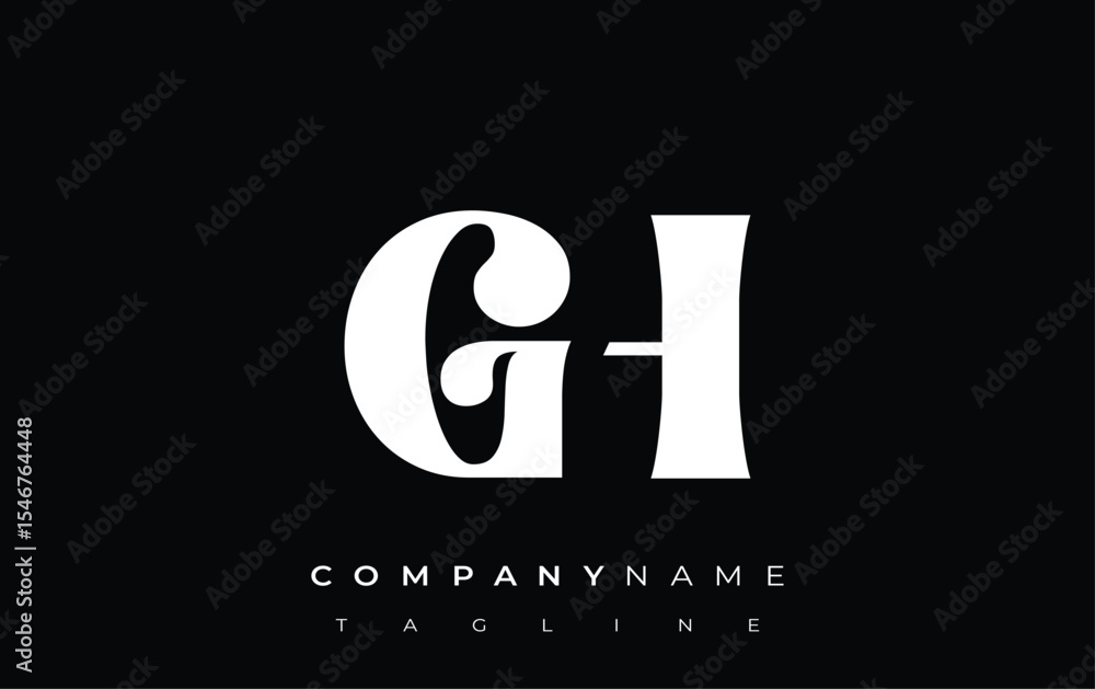 Fototapete gh creative abstract typography logo design. elegant logo combining bold typography and creative sha