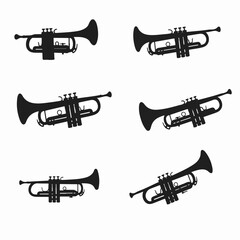 Naklejka premium Trumpet silhouette music performance classic instrument concert