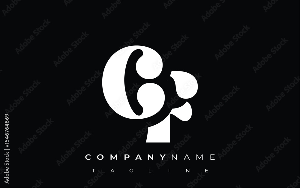Fototapete cf creative abstract typography logo design. elegant logo combining bold typography and creative sha