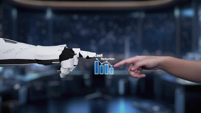 This video illustrates business analytics focused on cost reduction. It features digital visuals representing growth metrics and efficiency in decision-making processes. Auvana