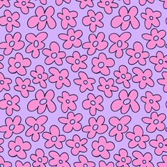Vintage Floral Striped Seamless Pattern