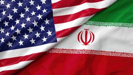 The american and iranian flags combined symbolizing diplomatic relations or conflict