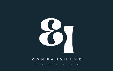 Fototapeta premium EI Creative Abstract Typography Logo Design. Elegant logo combining bold typography and creative shapes, ideal for branding and identity solutions.