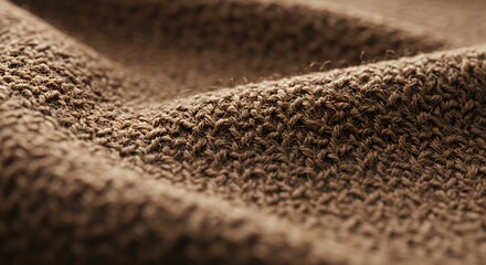 Close-up of Textured Brown Knit Fabric with Deep Focus and Soft Lighting