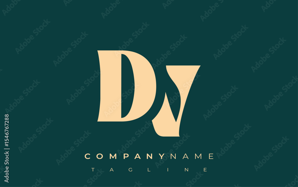 Fototapete dv creative abstract typography logo design. elegant logo combining bold typography and creative sha