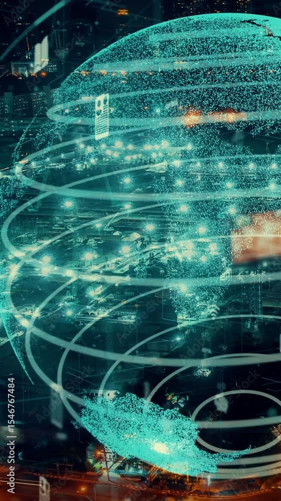 Poster global connection and the internet network alteration in smart city . concept of future wireless dig