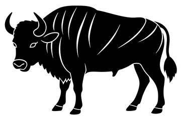 Silhouette Vector Art Illustration of a bull with stylized curved lines emphasizing its muscles and form.
