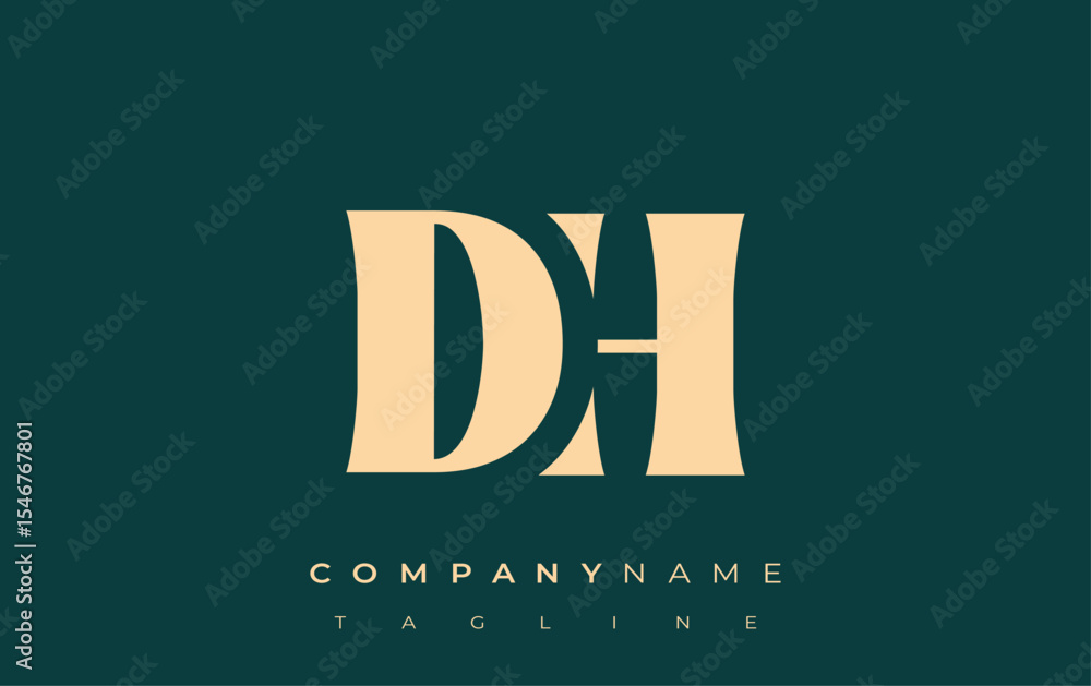 Fototapete dh creative abstract typography logo design. elegant logo combining bold typography and creative sha