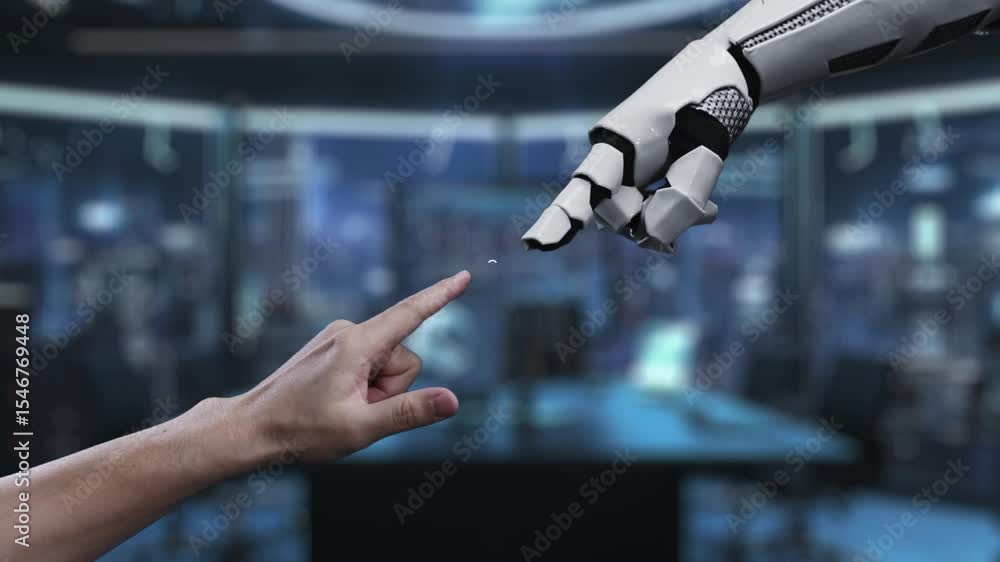 Poster explore the future of cloud computing with this conceptual video showcasing a robotic hand managing 