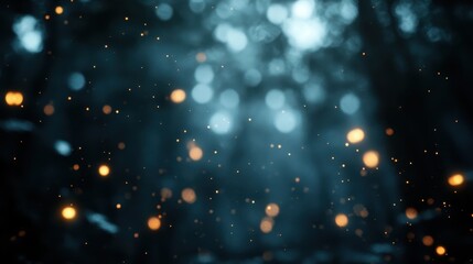 Obraz premium A magical scene filled with twinkling particles and soft blue hues creates an enchanting atmosphere, evoking a serene harmony between nature and our emotions.