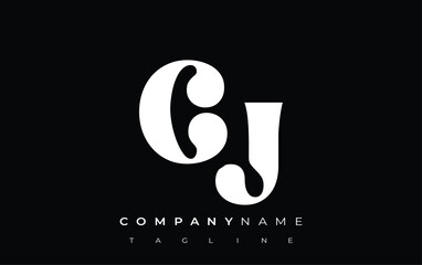 CJ Creative Abstract Typography Logo Design. Elegant logo combining bold typography and creative shapes, ideal for branding and identity solutions.