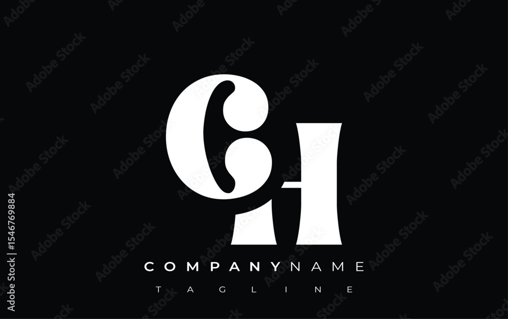 Fototapete ch creative abstract typography logo design. elegant logo combining bold typography and creative sha