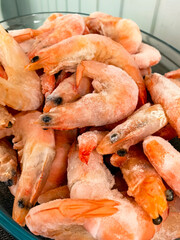 Frozen Shrimp Piled in a Bowl Ready for Cooking