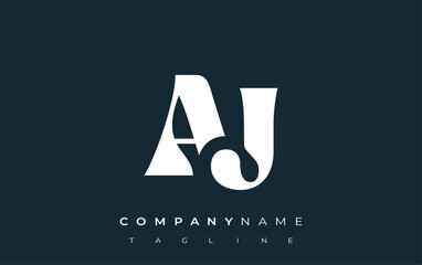 AJ Creative Abstract Typography Logo Design. Elegant logo combining bold typography and creative shapes, ideal for branding and identity solutions.