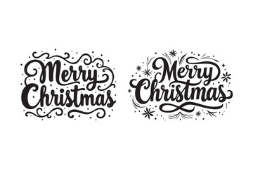 Fototapeta premium Merry Christmas Lettering Clipart Festive Holiday Typography Design Set