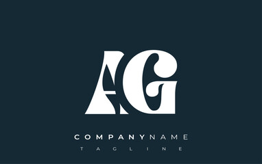 AG Creative Abstract Typography Logo Design. Elegant logo combining bold typography and creative shapes, ideal for branding and identity solutions.