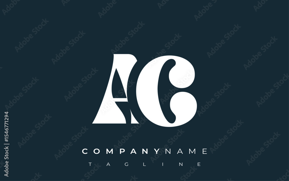 Fototapete ac creative abstract typography logo design. elegant logo combining bold typography and creative sha