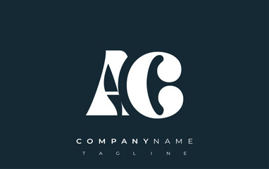AC Creative Abstract Typography Logo Design. Elegant logo combining bold typography and creative shapes, ideal for branding and identity solutions.