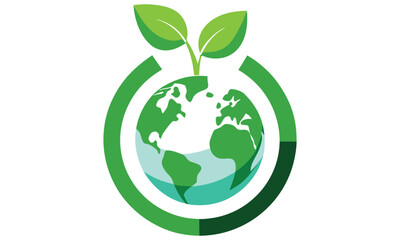 Green planet growing sustainable earth ecology logo