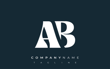 AB Creative Abstract Typography Logo Design. Elegant logo combining bold typography and creative shapes, ideal for branding and identity solutions.