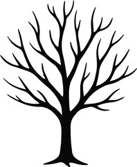 Silhouette bare tree stark winter scene Vector Illustration